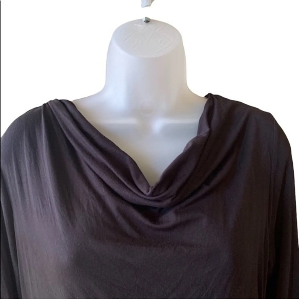 MICHAEL Michael Kors Black Drape Neckline 3/4 Sleeve Top Gold Buttons  Medium - Picture 5 of 9